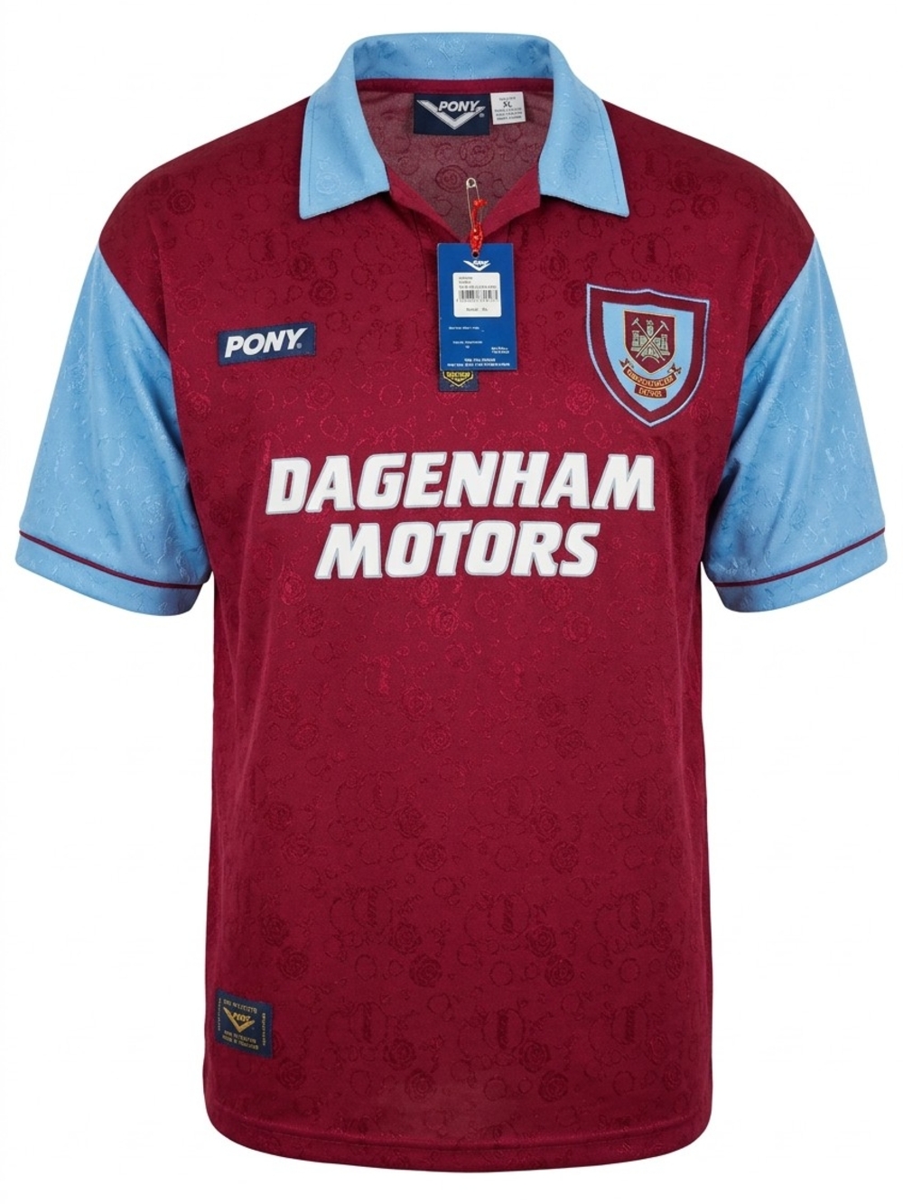 Pony Dagenham Motors Football Jersey in Claret & Sky Blue